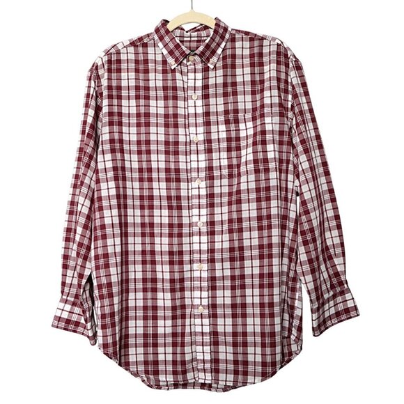 Vintage Grenadier Plaid Long Sleeve Button Down Shirt Collared Red White Preppy - Picture 2 of 10